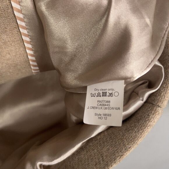 J Crew Coat Womens Large Tan Wool Stadium Cloth Nello Gori Minimal Quiet Luxury - Picture 6 of 13